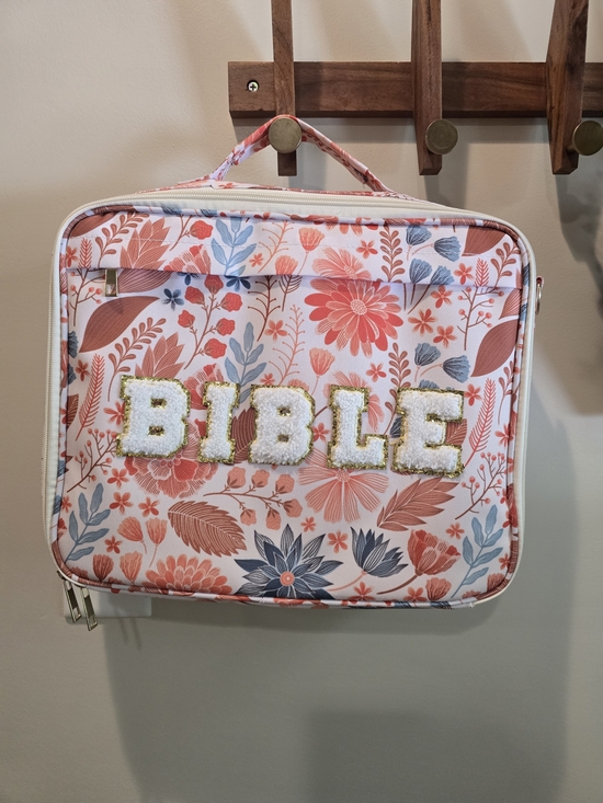 Handbags - Floral 'BIBLE' Carry Case in Coral and Blue